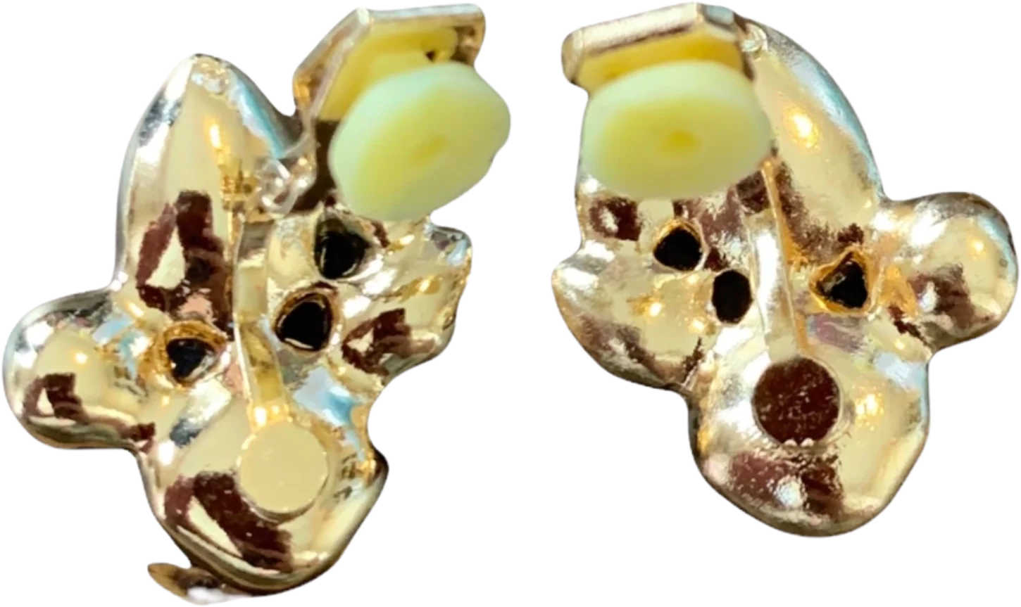 Rhinestone Cluster Gold Tone Clip On Earrings - Image 2