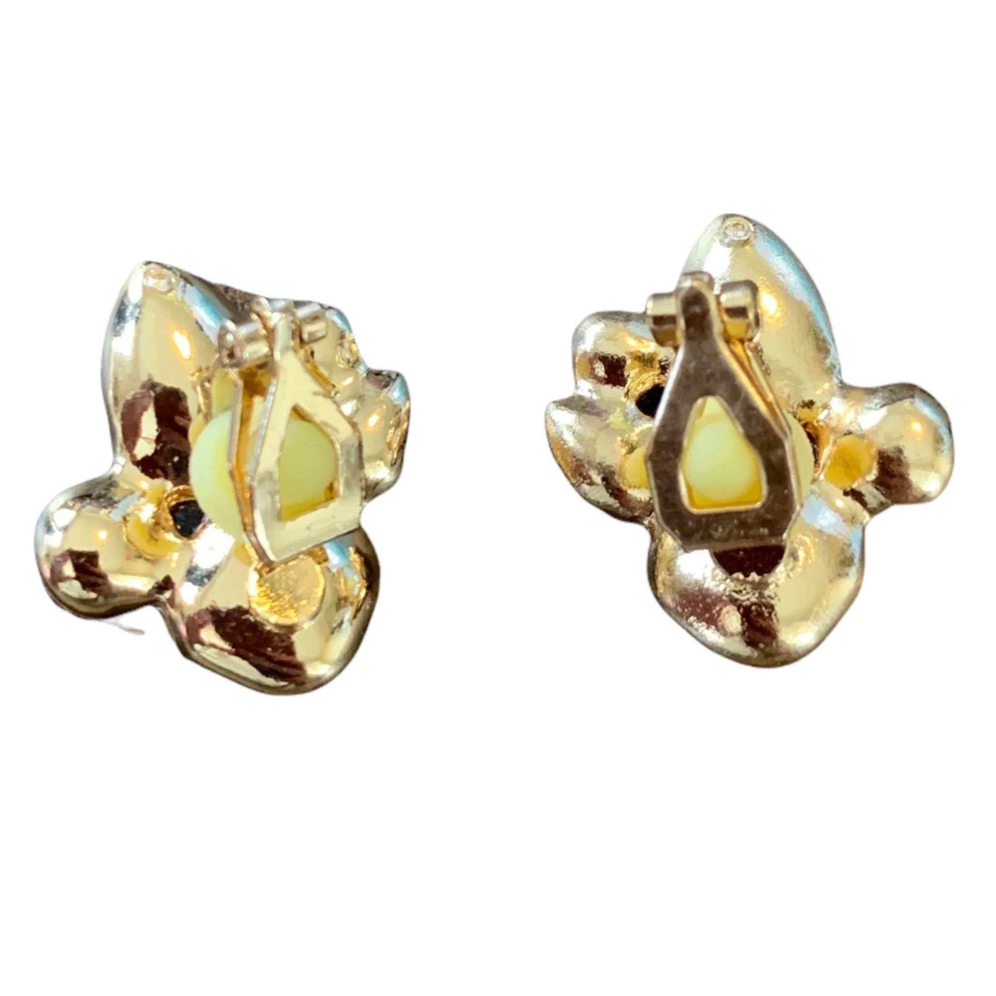 Rhinestone Cluster Gold Tone Clip On Earrings - Image 4