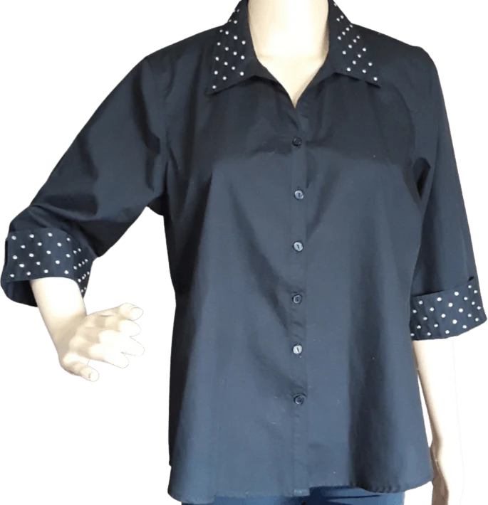 Rhinestones Collar and Cuff Detail Blouse by R&B Collection