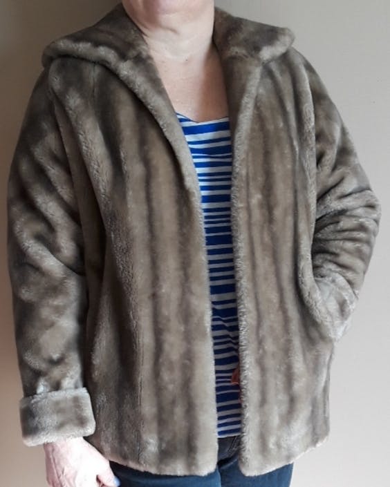 Gray Faux Fur Coat - Image 3
