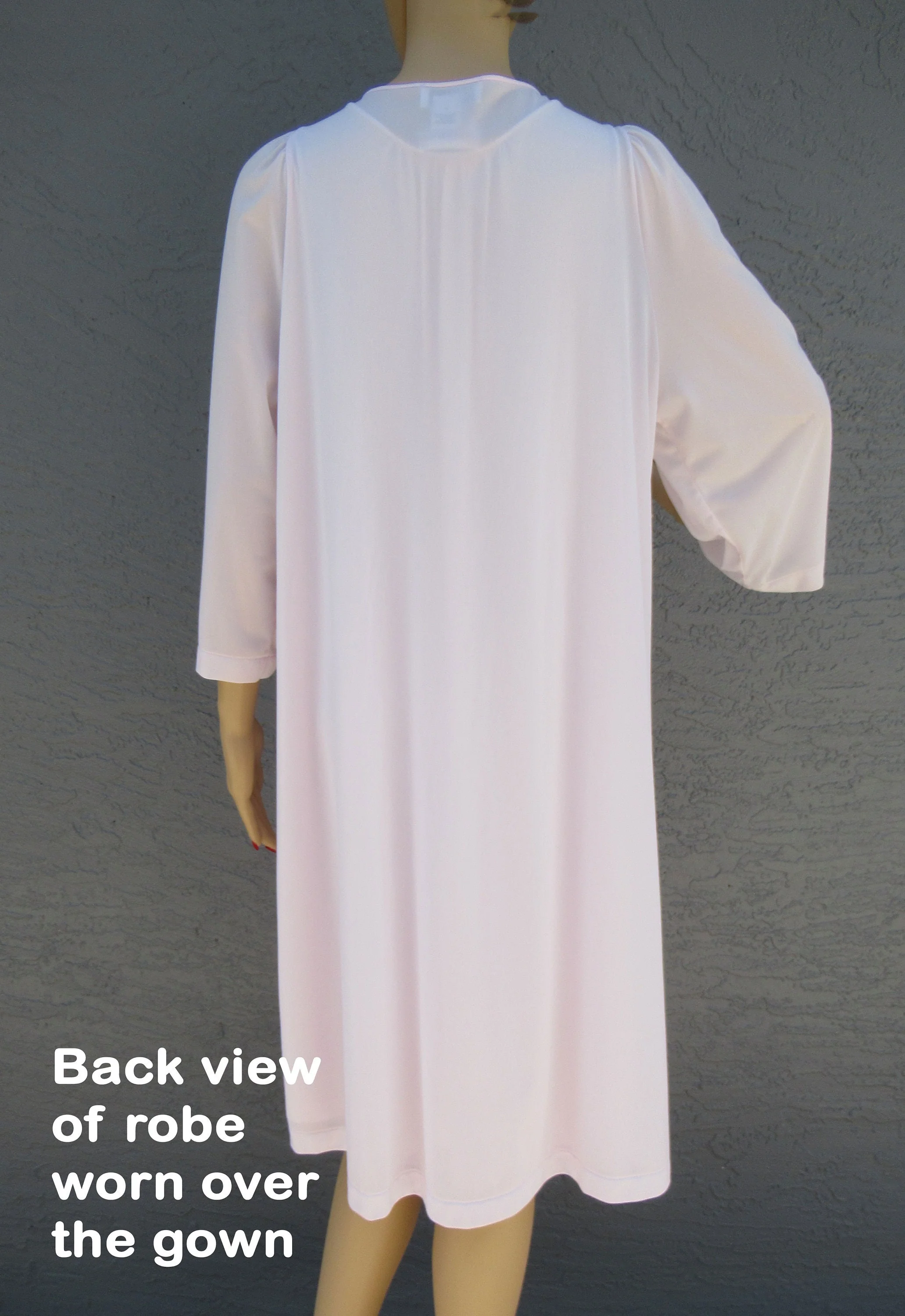 Robe and Nightgown Set Blush Pink Shadowline Knee Length Nylon Button Front Robe Sleeveless Gown Floral Embroidery Yoke by Shadowline - Image 11