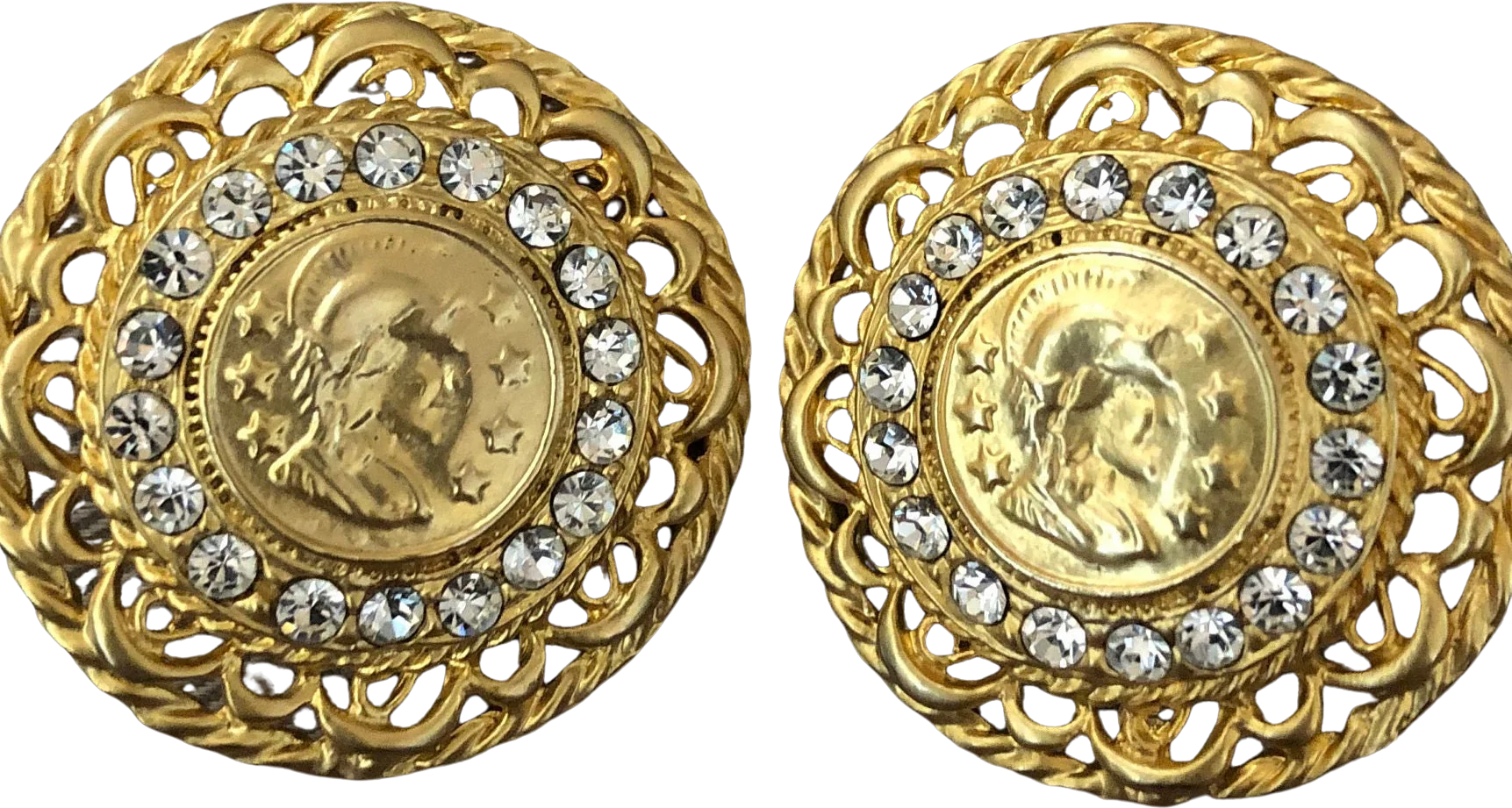 Roman Coin Statement Earrings Ancient Coin Jewelry Etruscan Revival Jewelry Vintage Clip On Earrings