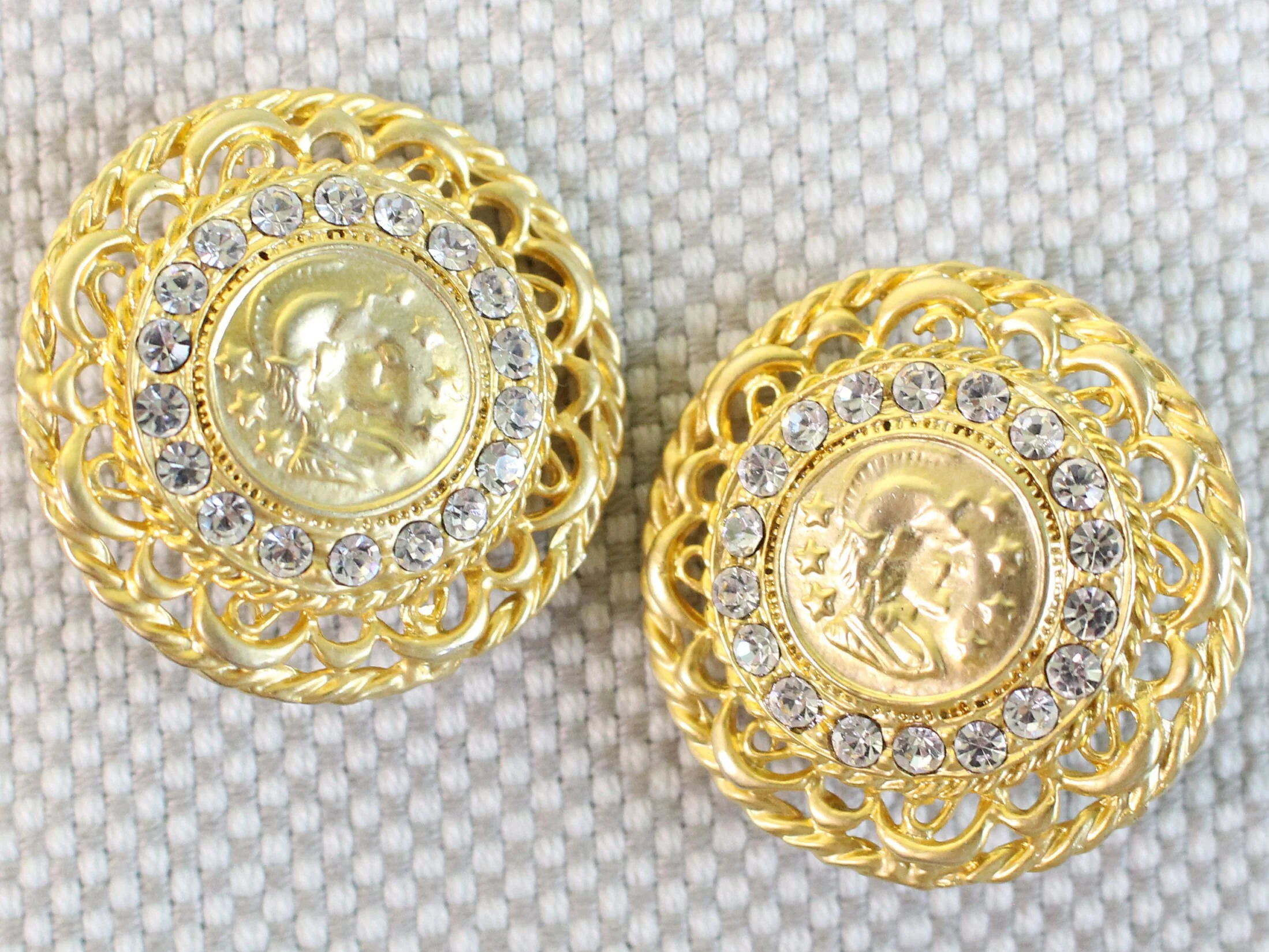 Roman Coin Statement Earrings Ancient Coin Jewelry Etruscan Revival Jewelry Vintage Clip On Earrings - Image 3