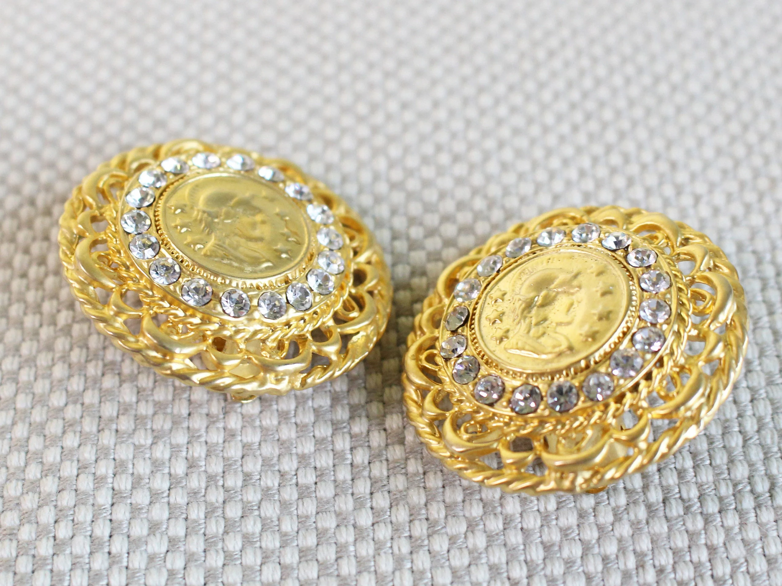 Roman Coin Statement Earrings Ancient Coin Jewelry Etruscan Revival Jewelry Vintage Clip On Earrings - Image 4