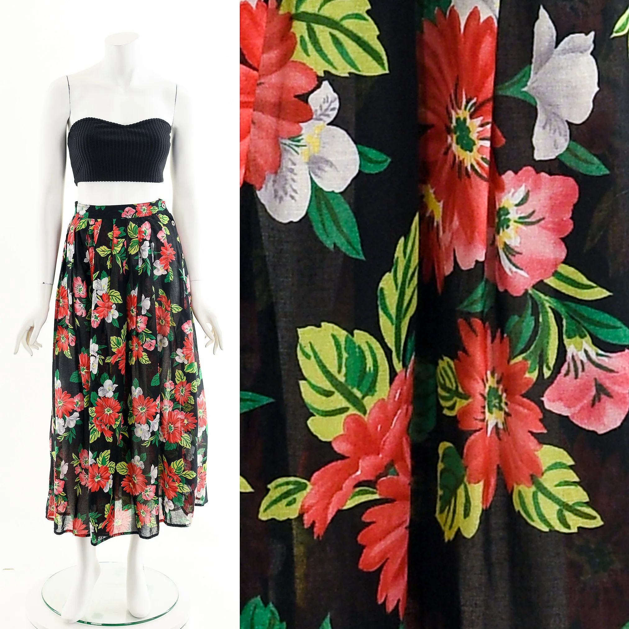 Romantic Floral Cotton Gauze Midi Skirt - Image 4