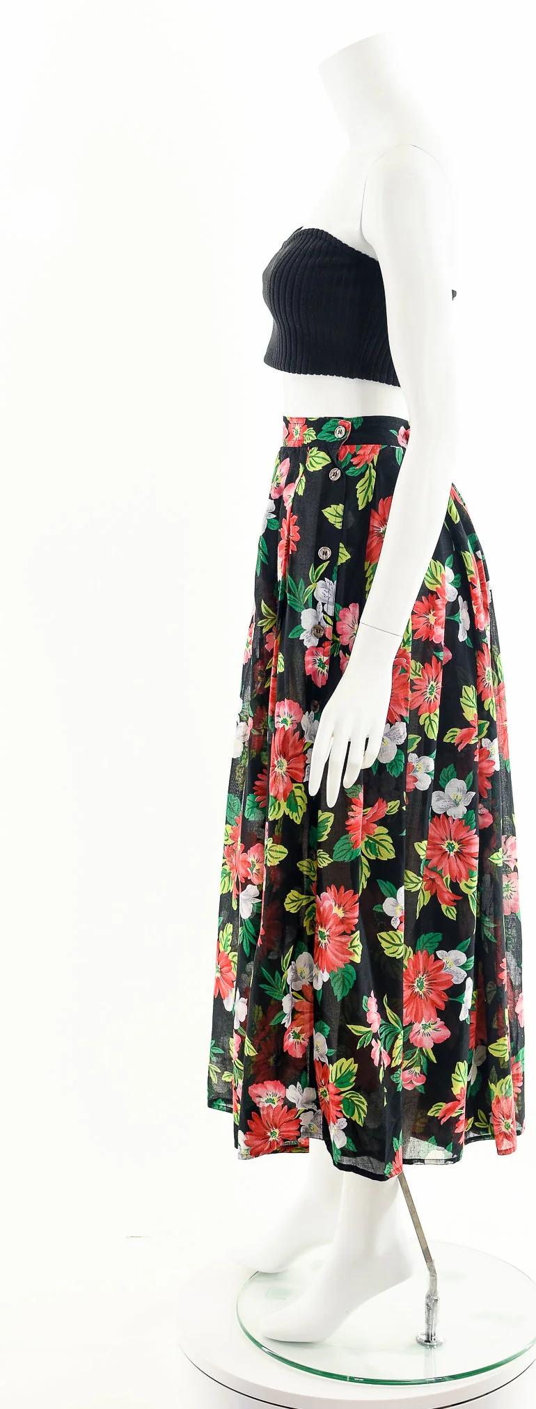 Romantic Floral Cotton Gauze Midi Skirt - Image 9