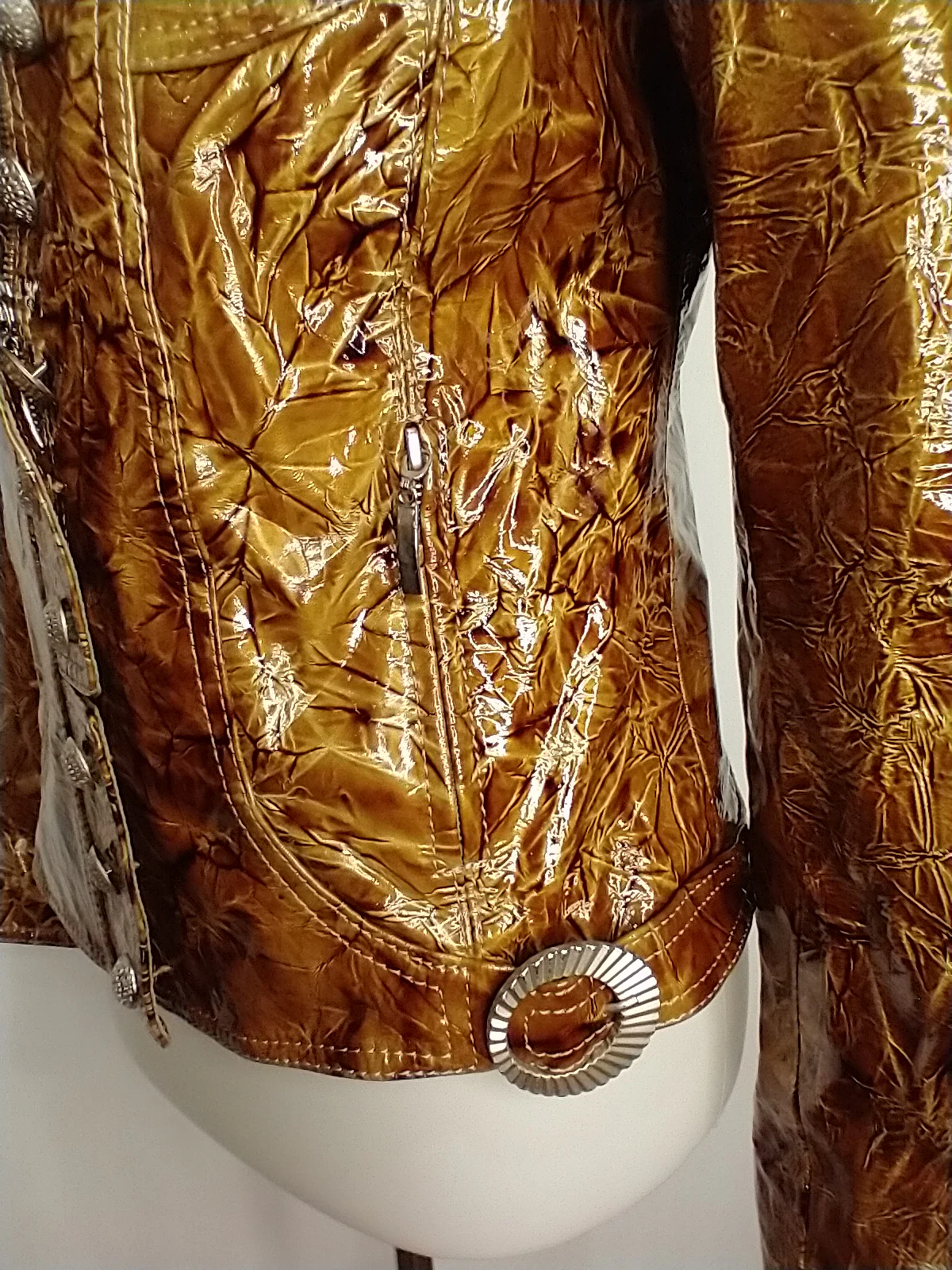 Root Beer Textured Patent Jacket - Image 7