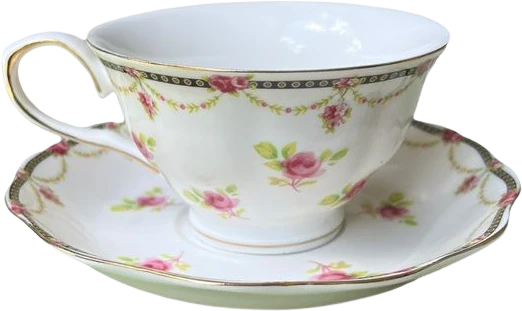 Rose Teacup and Saucer Set of Two Beautiful Roses Bone China Tea Set by Grace