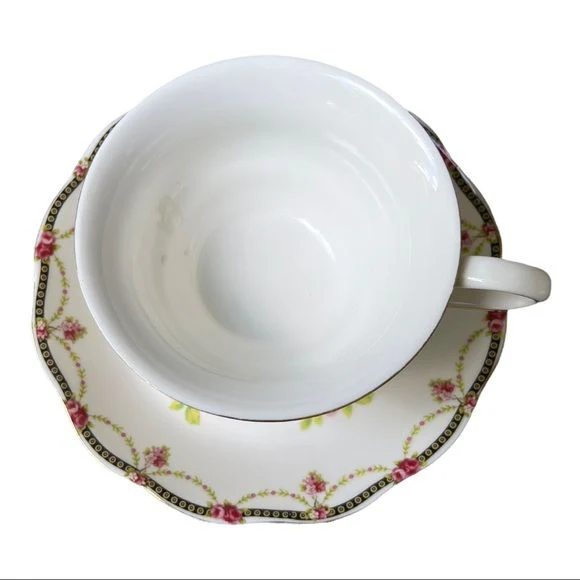 Rose Teacup and Saucer Set of Two Beautiful Roses Bone China Tea Set by Grace - Image 7
