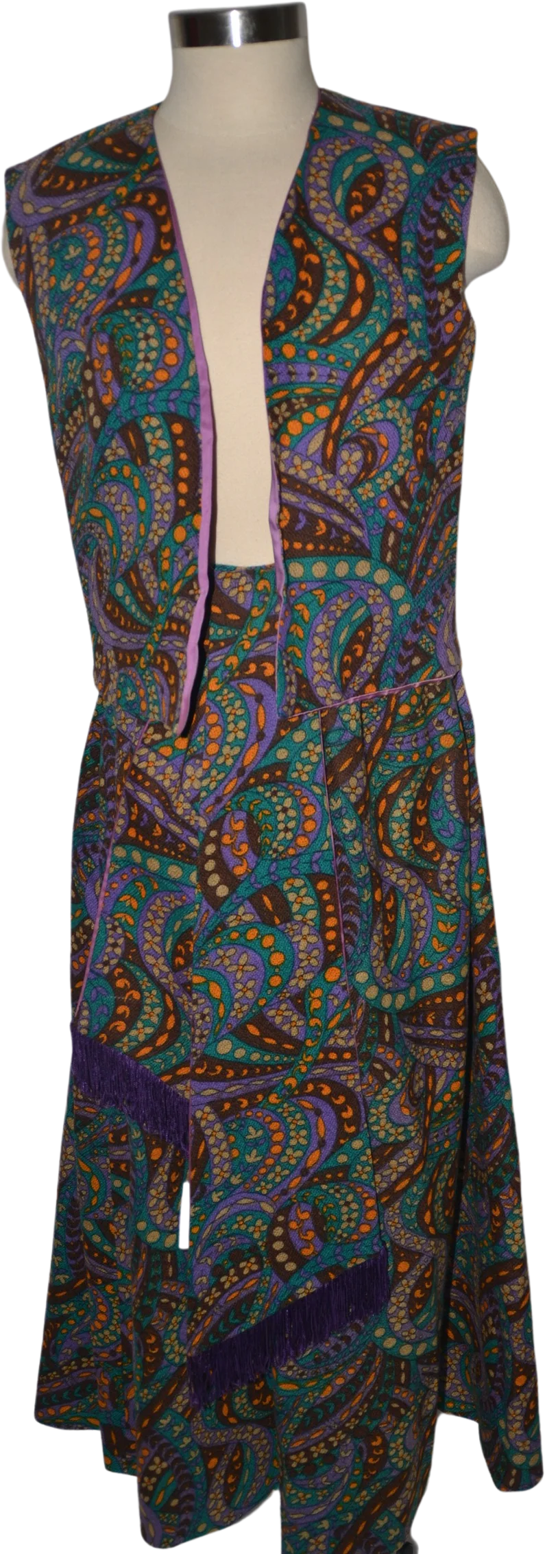 Vintage Multicolor And Purple Skirt Suit by  Royal Fields