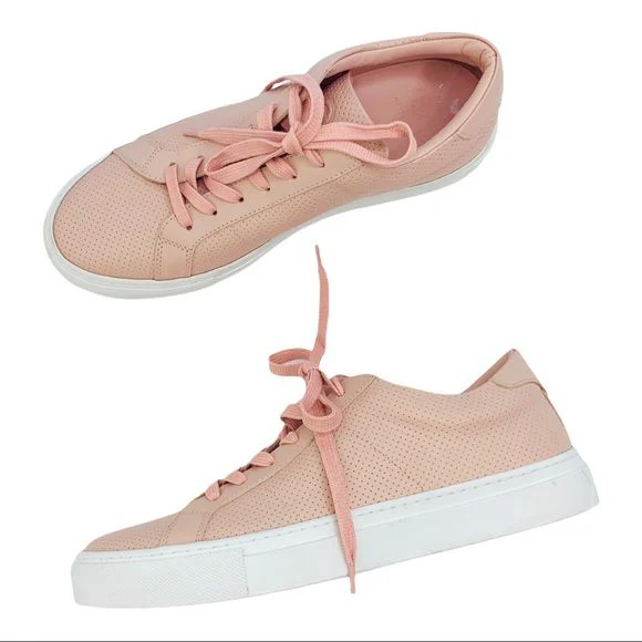 Royale Luxury Italian Women's Low Top Blush Perforated Leather Sneakers by Greats - Image 3