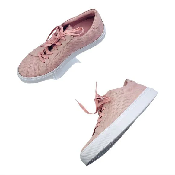 Royale Luxury Italian Women's Low Top Blush Perforated Leather Sneakers by Greats - Image 4