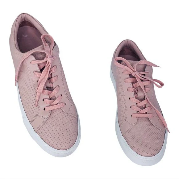 Royale Luxury Italian Women's Low Top Blush Perforated Leather Sneakers by Greats - Image 7