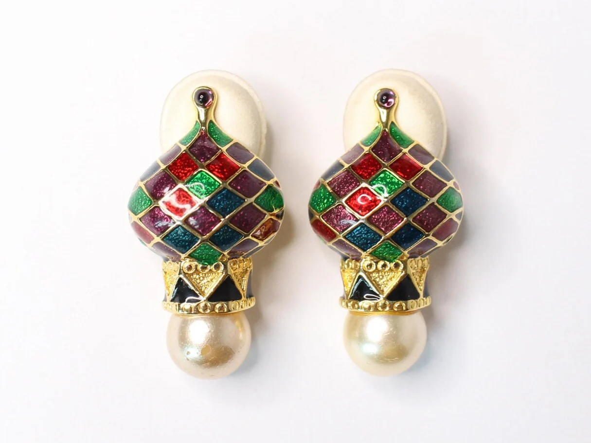 Russian Cathedral Enamel Clip On Statement Earrings by Joan Rivers - Image 3