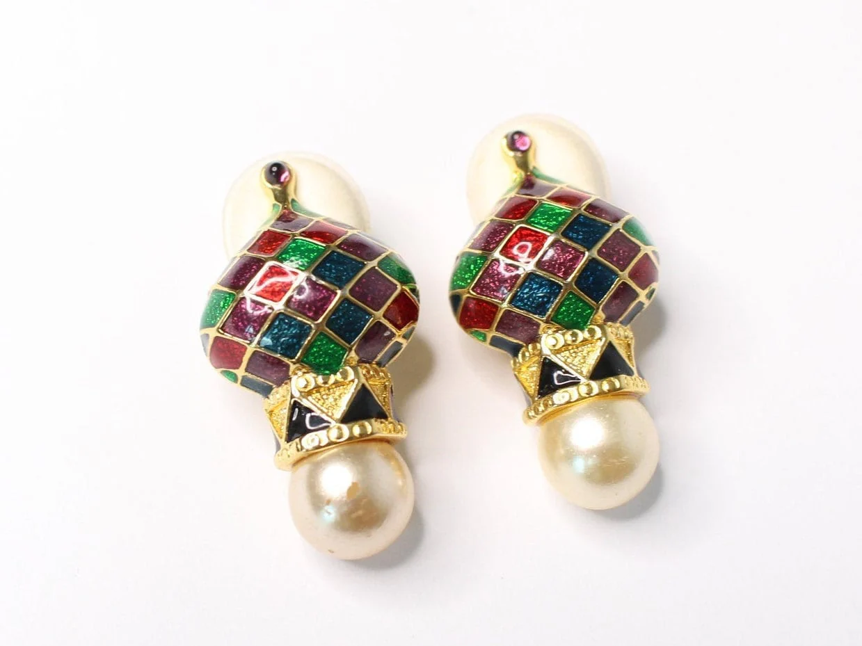 Russian Cathedral Enamel Clip On Statement Earrings by Joan Rivers - Image 4