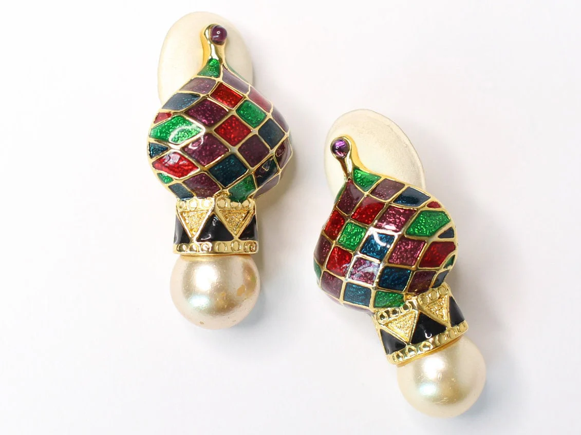 Russian Cathedral Enamel Clip On Statement Earrings by Joan Rivers - Image 7
