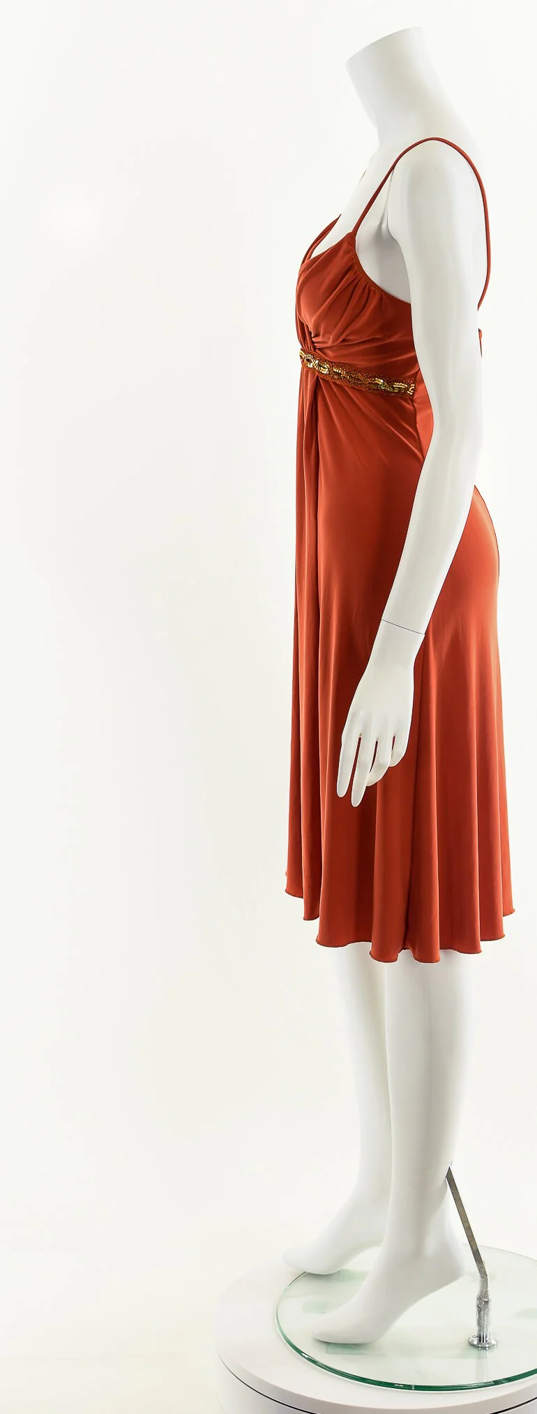 Rusty Orange Plunge Empire Dress by Taboo - Image 9