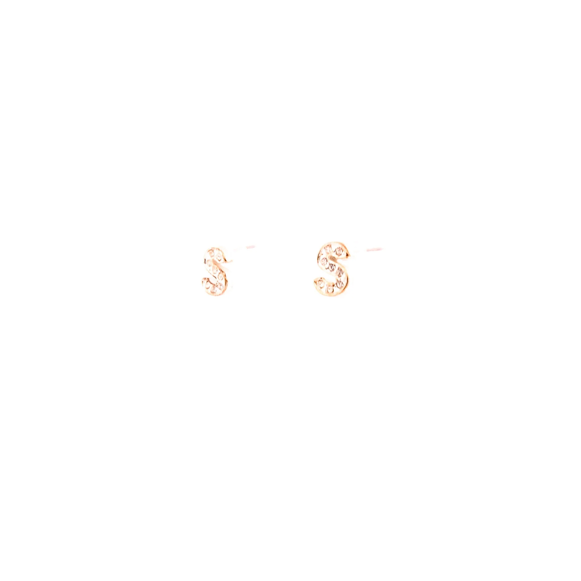 S Initial Silver Stud Earrings - Image 2