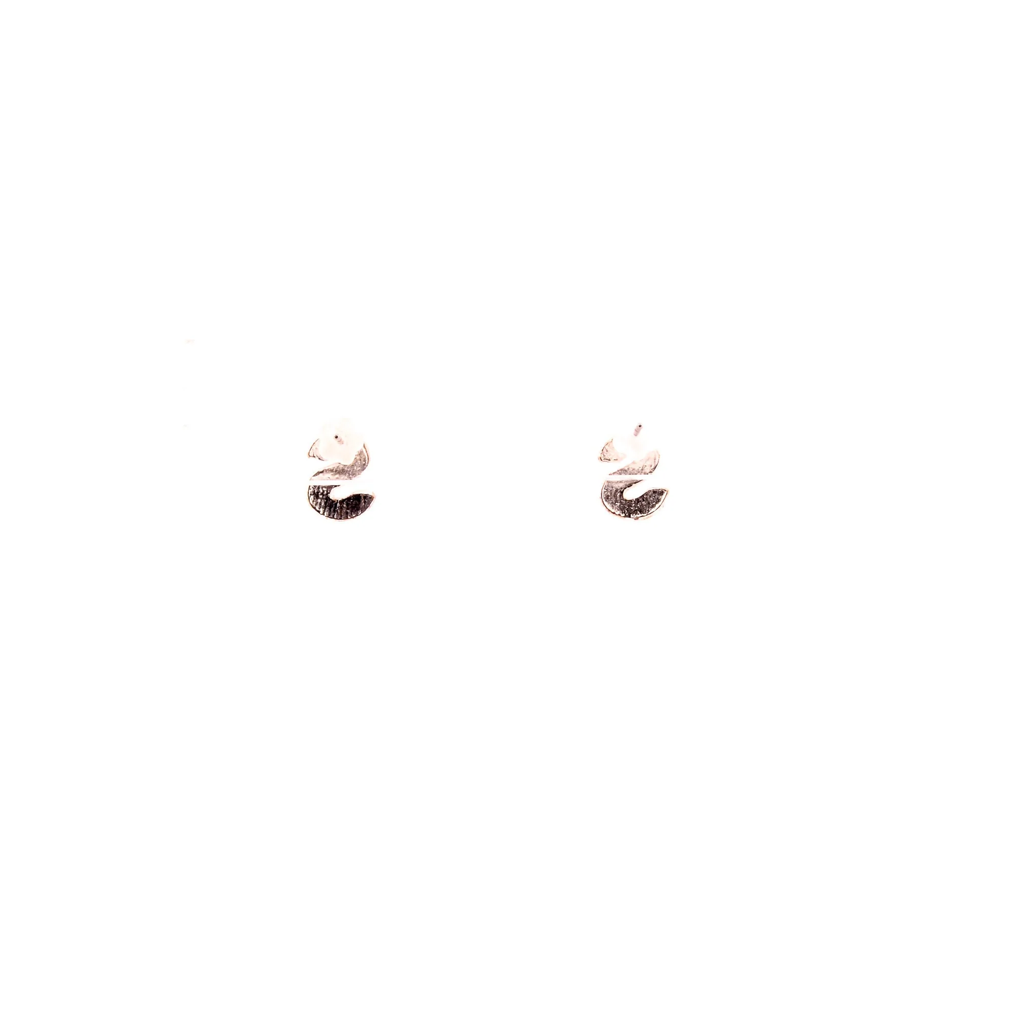 S Initial Silver Stud Earrings - Image 5