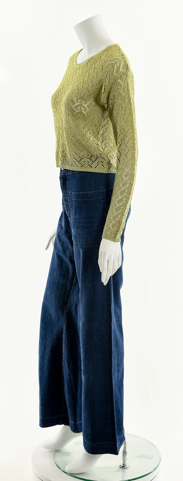 Sage Green Crochet Knit Crop Top - Image 10