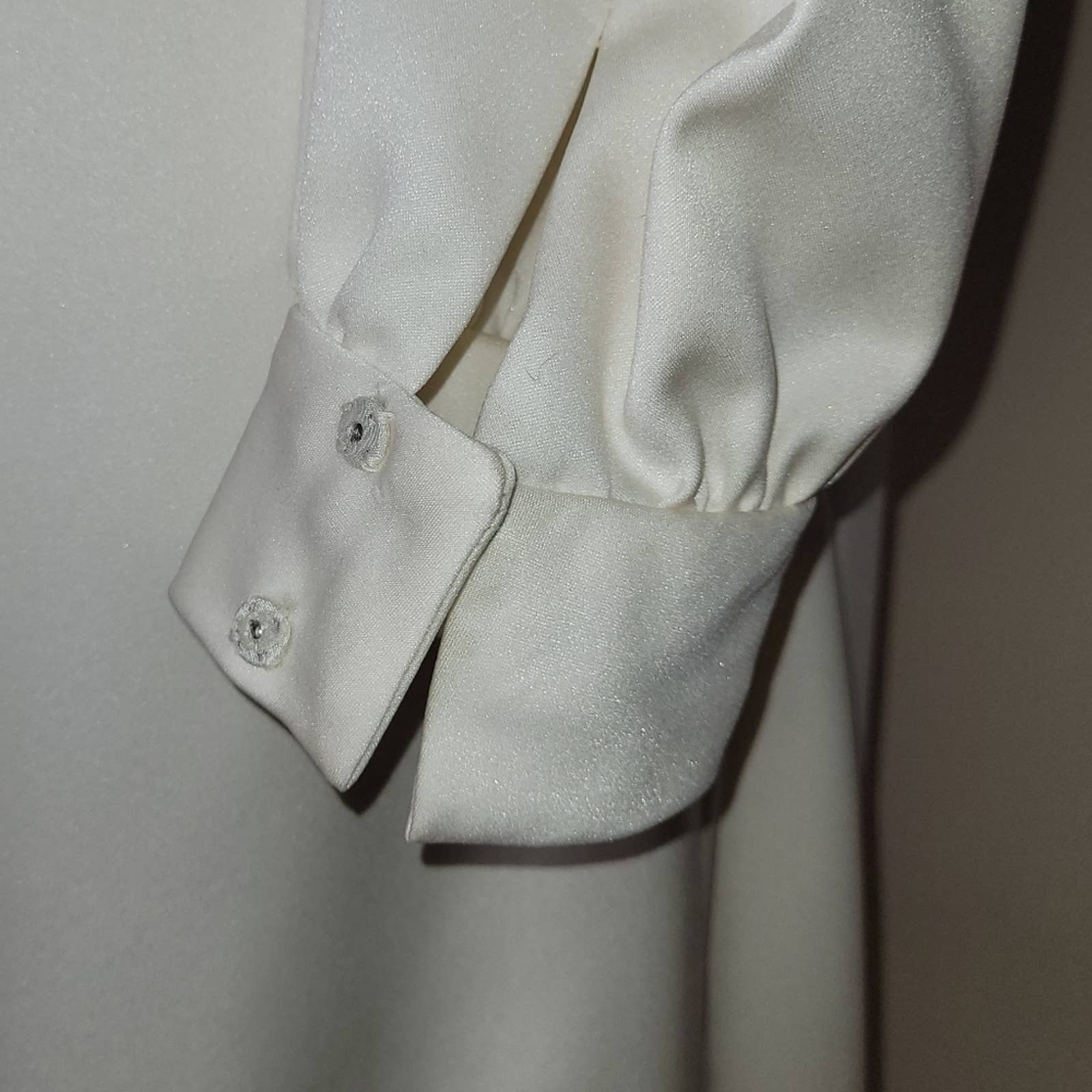 Sakowitz Vintage Ivory Collared Long-Sleeved Maxi Tie Dress - L by Robert Courtney - Image 8