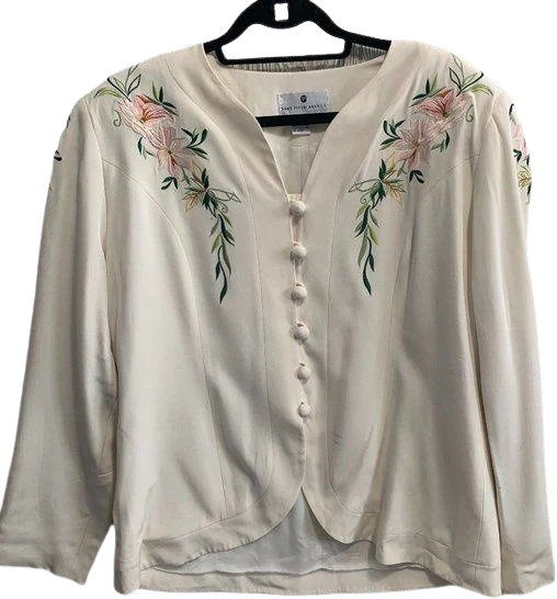 Saks Fifth Ave Silk Embroidered Blazer By Saks Fifth Avenue