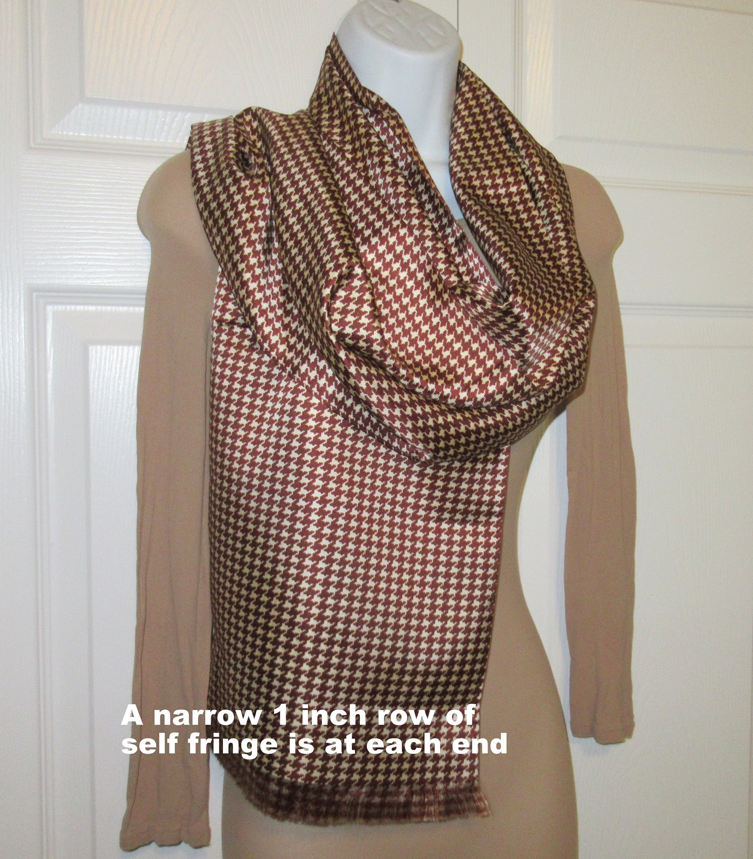 Saks Fifth Avenue Tuxedo Style Scarf Made by Doro Scarves Hounds Tooth Browncream Acetate 70 by 10 and 12 Es 1 Fringe Vintage by Saks Fifth Avenue - Image 8