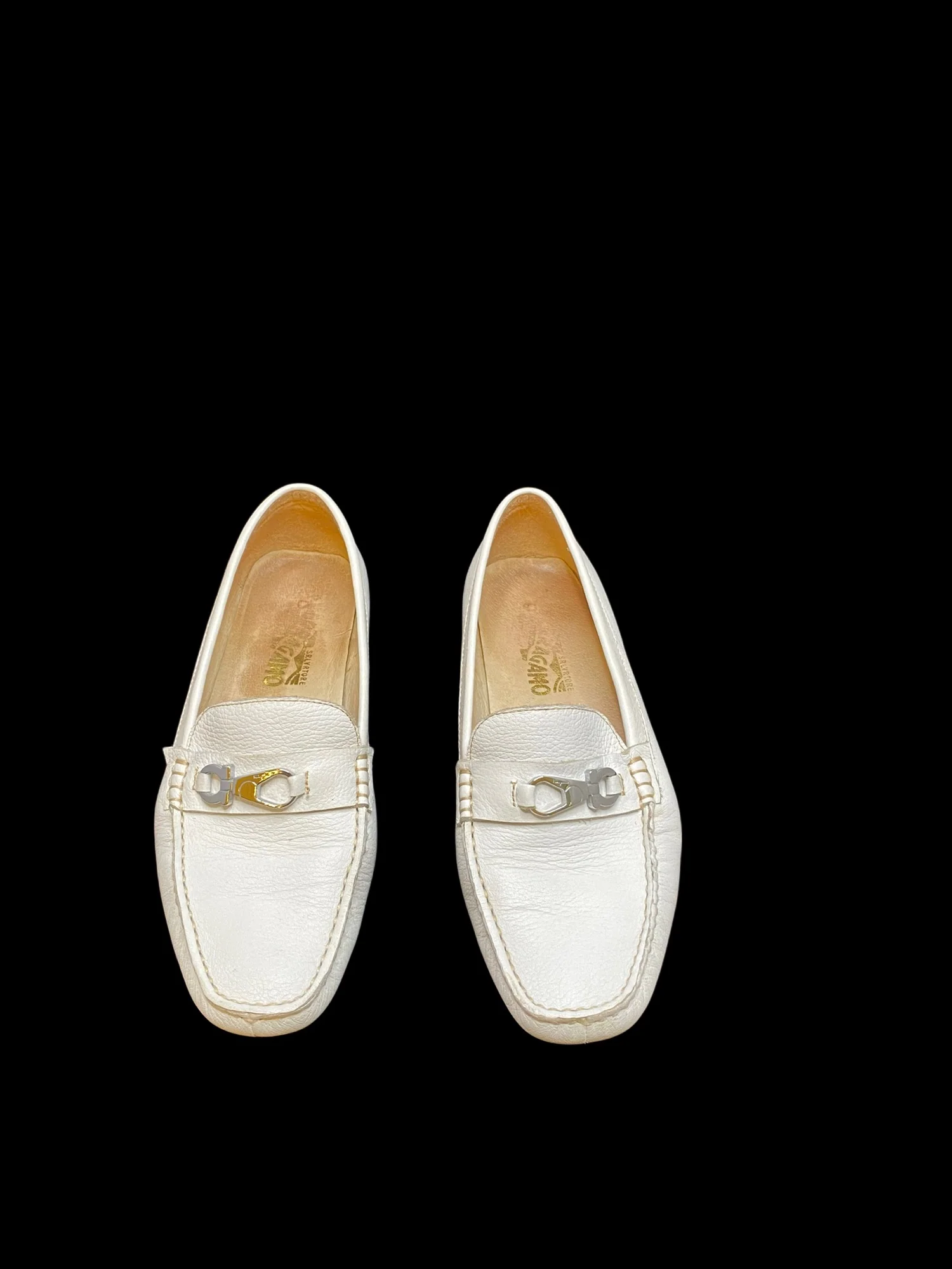 Salvatore Ferragamo White Leather Womens Loafers by Salvatore Ferragamo - Image 2