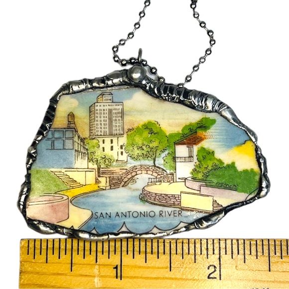 San Antonio River Pendant Handcrafted From a Commemorative Plate Texas - Image 9