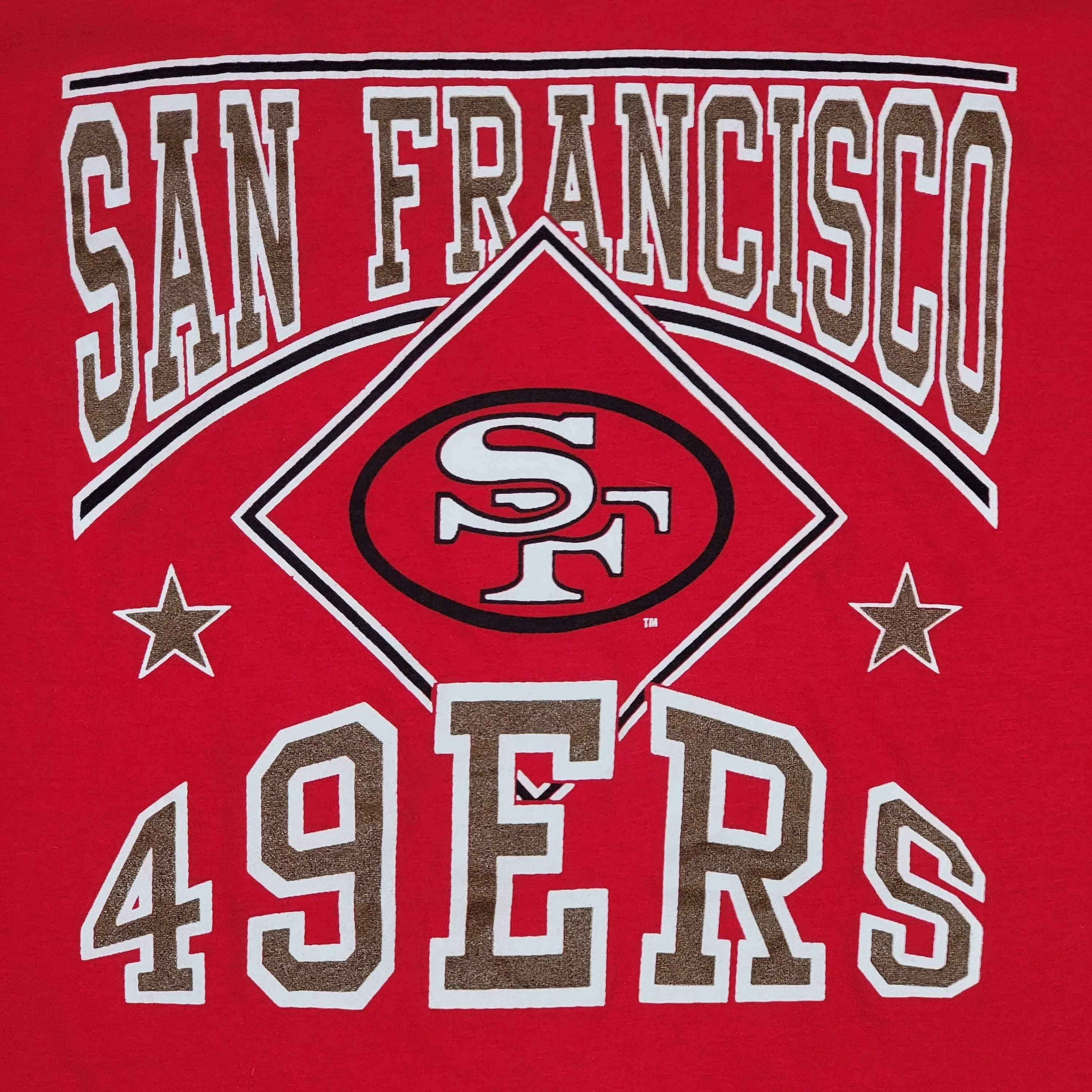 San Francisco 49ers Vintage 80s Artex T-Shirt Nfl Football Single Stitch Red Unisex Men's Size S by Artex - Image 2