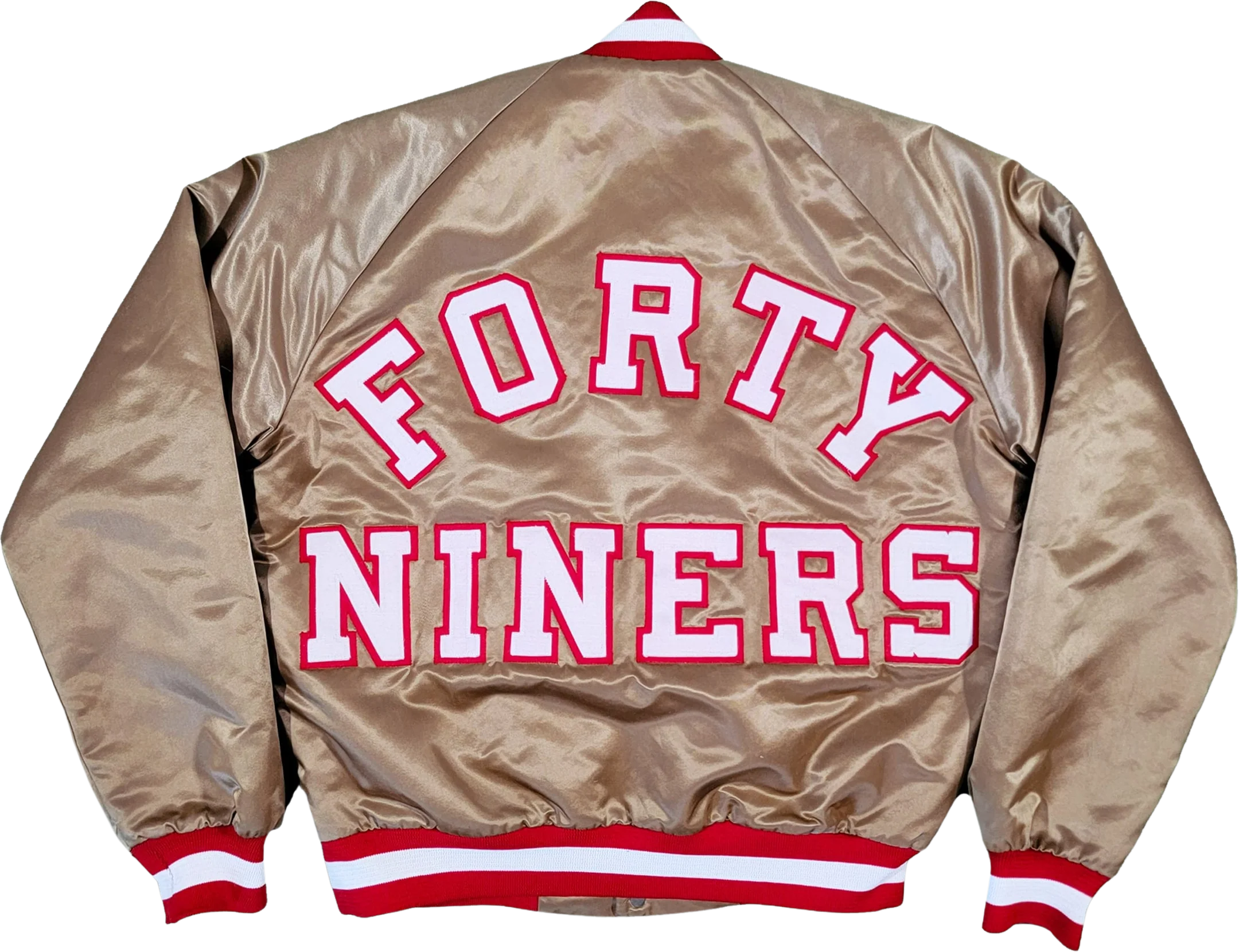 San Francisco 49ers Vintage 80s Chalk Line Satin Bomber Jacket Nfl Football Gold Coat Size Men's Medium by Chalk Line