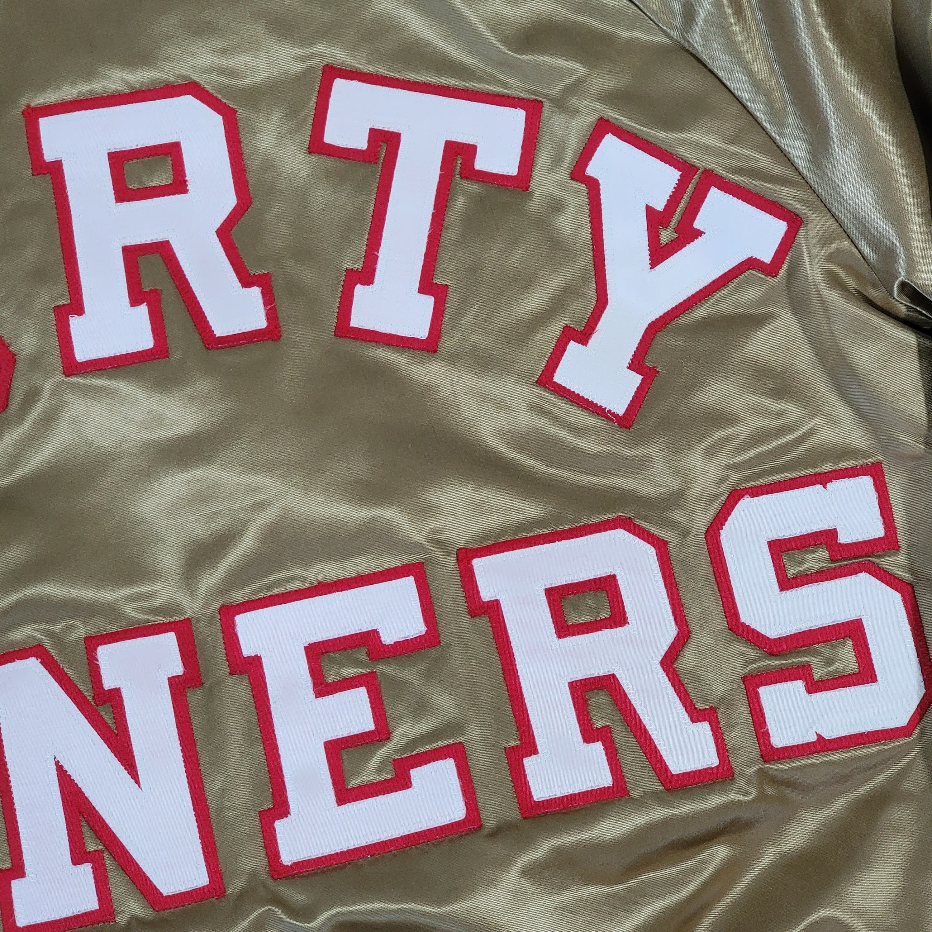 San Francisco 49ers Vintage 80s Chalk Line Satin Bomber Jacket Nfl Football Gold Coat Size Men's Medium by Chalk Line - Image 6