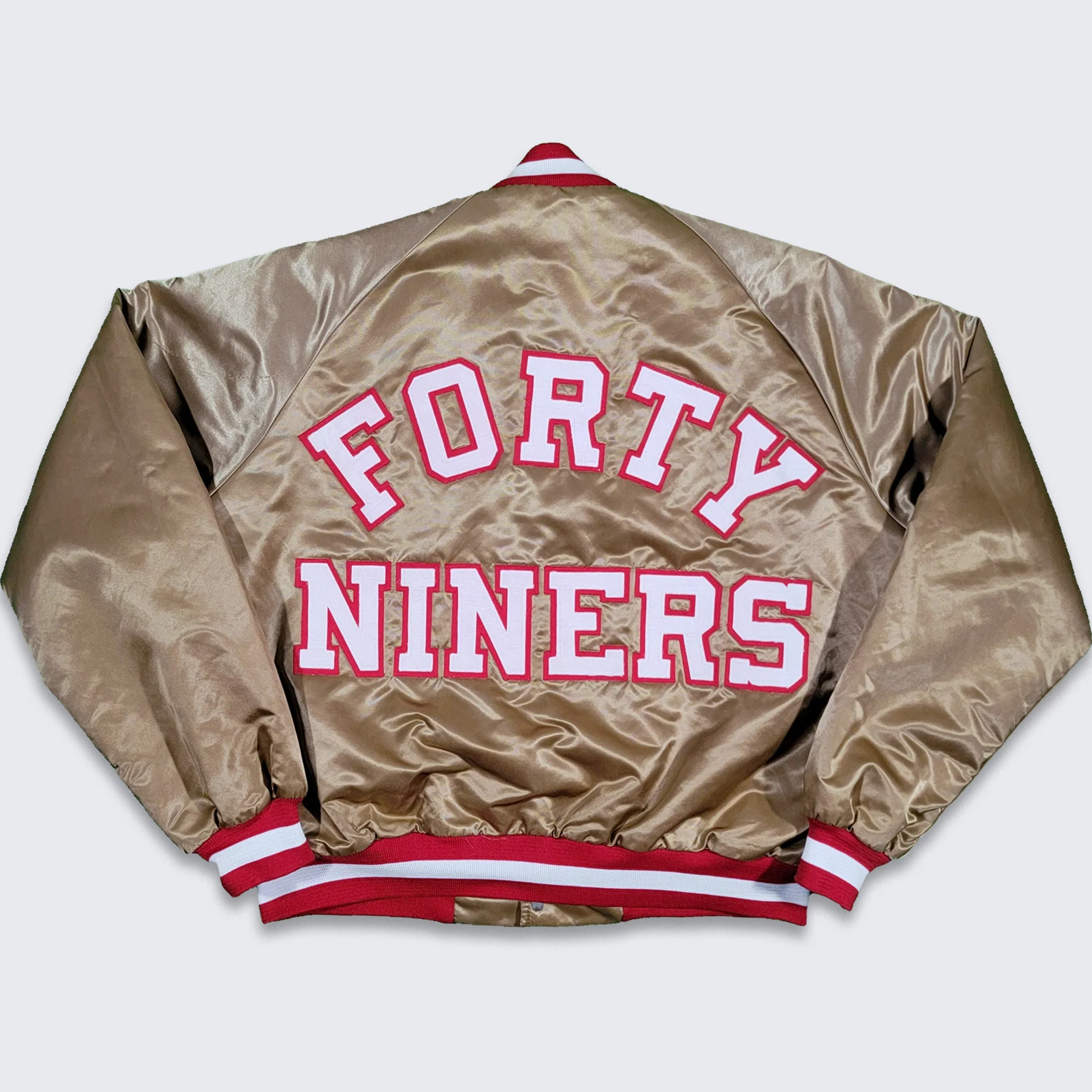 San Francisco 49ers Vintage 80s Chalk Line Satin Bomber Jacket Nfl Football Gold Coat Size Xl by Chalk Line - Image 3