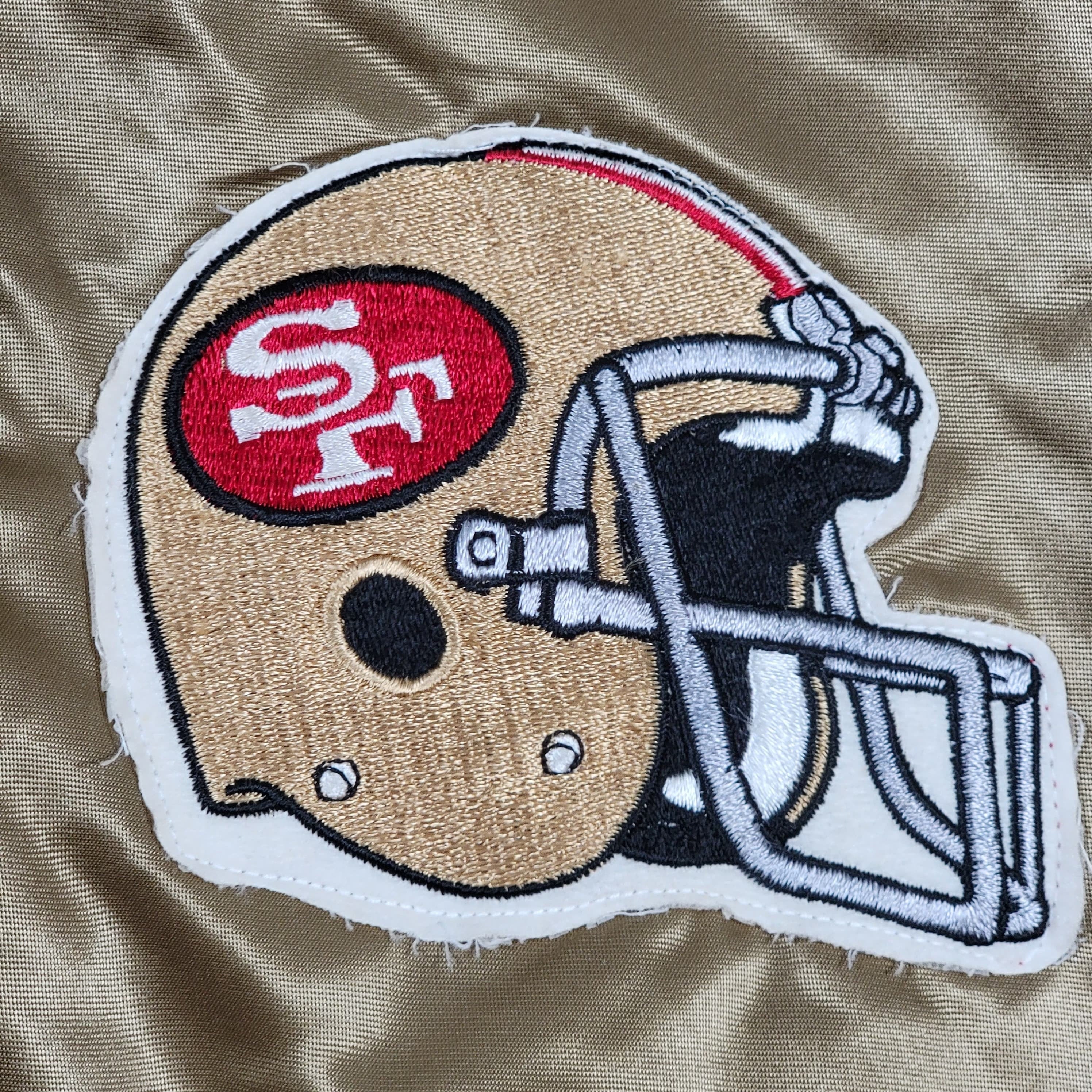 San Francisco 49ers Vintage 80s Chalk Line Satin Bomber Jacket Nfl Football Gold Coat Size Xl by Chalk Line - Image 4