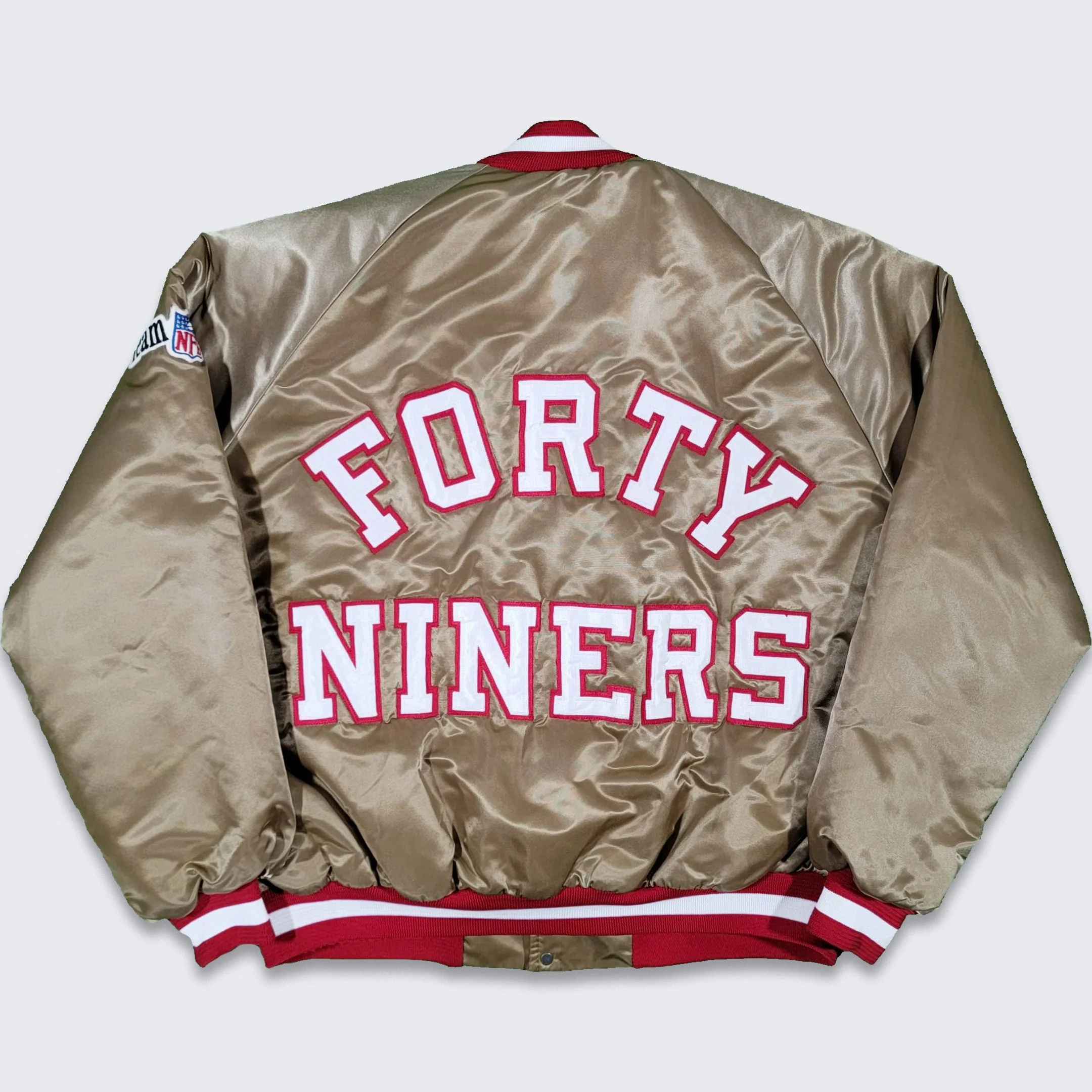 San Francisco 49ers Vintage 80s Chalk Line Satin Bomber Jacket Nfl Football Golden Coat Size Men's Xl by Chalk Line - Image 3