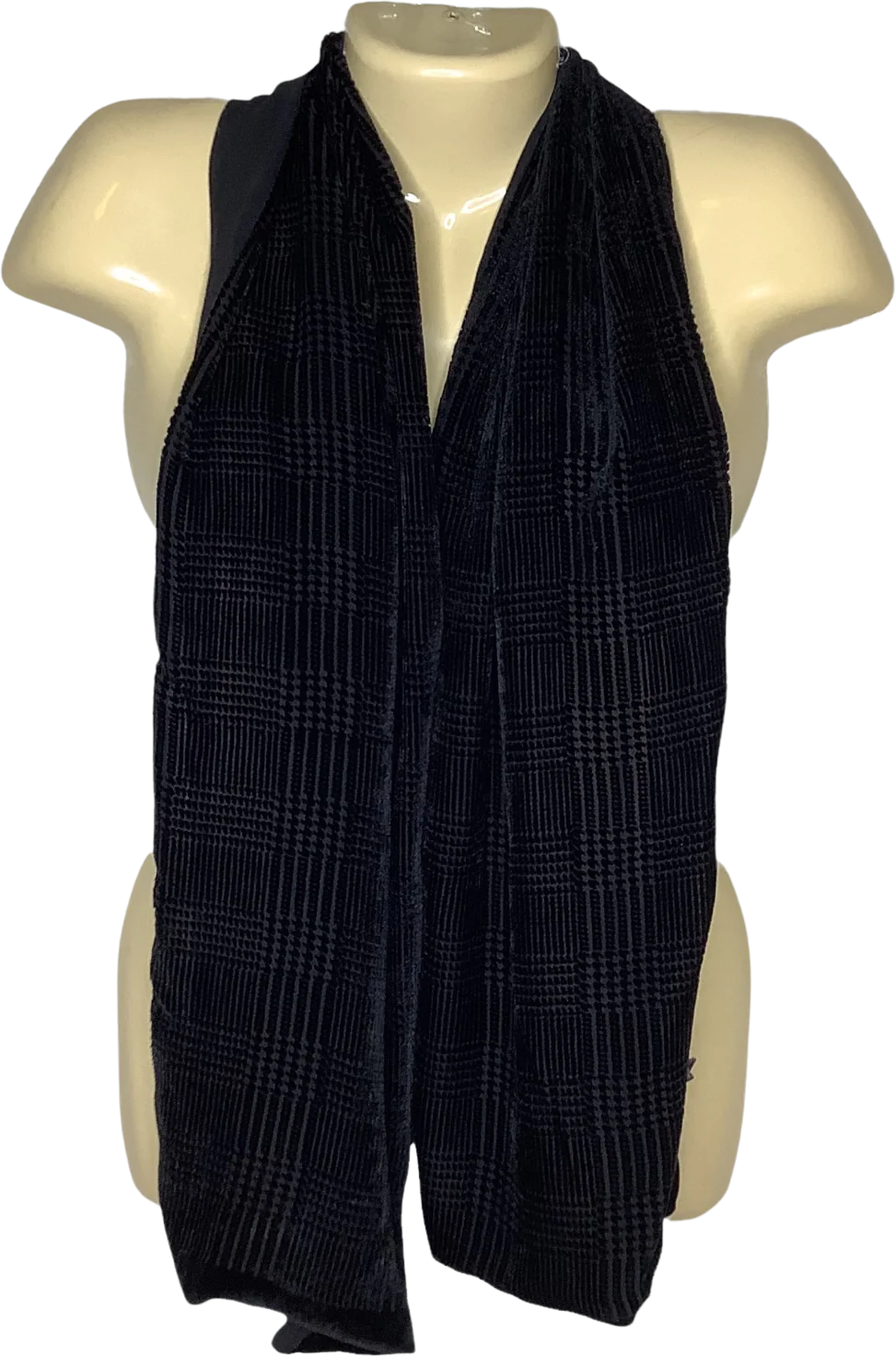 Scarf Silk 90s 00s Blend Micro Velvet Burnout Top Black Rectangular 60x11 by Ralph Lauren