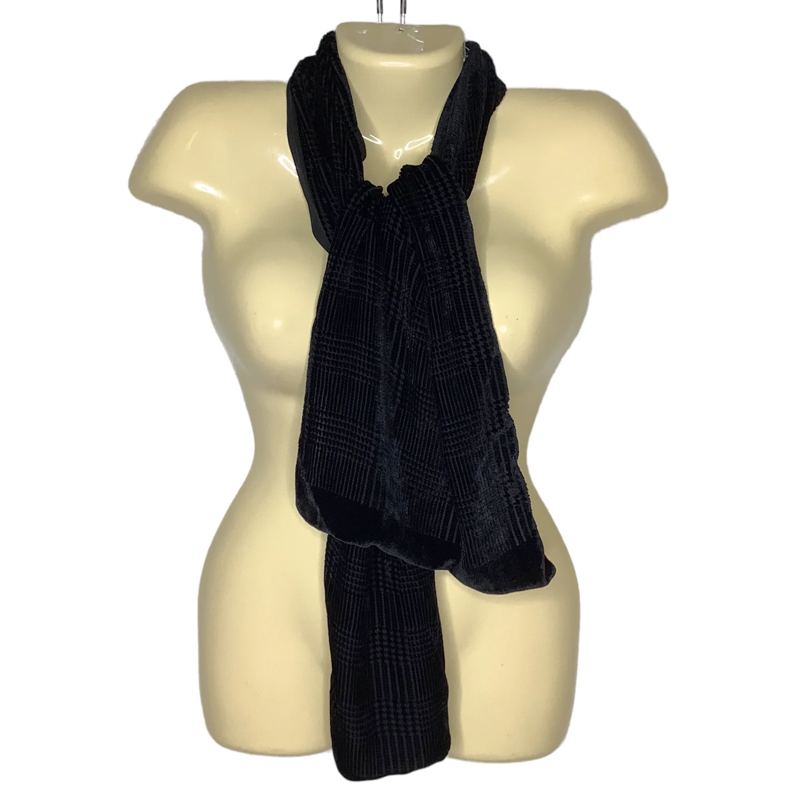 Scarf Silk 90s 00s Blend Micro Velvet Burnout Top Black Rectangular 60x11 by Ralph Lauren - Image 2