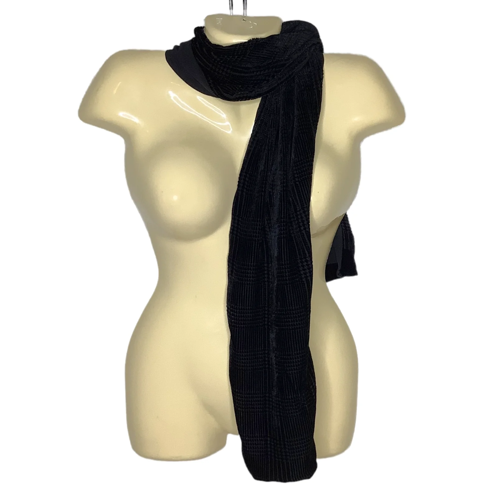 Scarf Silk 90s 00s Blend Micro Velvet Burnout Top Black Rectangular 60x11 by Ralph Lauren - Image 5