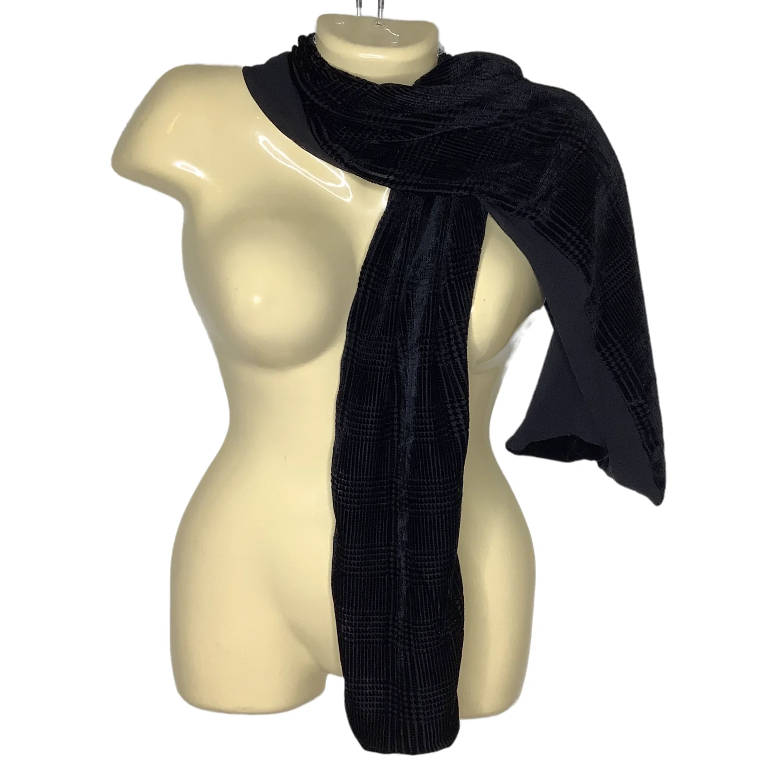 Scarf Silk 90s 00s Blend Micro Velvet Burnout Top Black Rectangular 60x11 by Ralph Lauren - Image 6