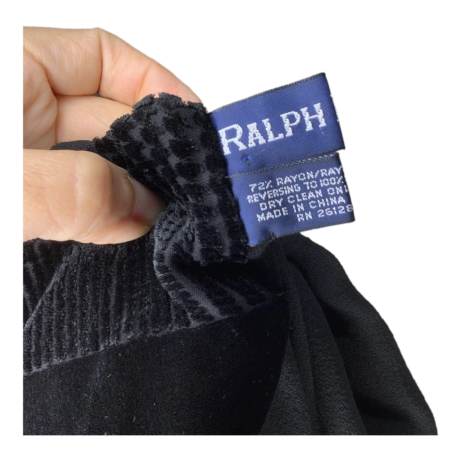 Scarf Silk 90s 00s Blend Micro Velvet Burnout Top Black Rectangular 60x11 by Ralph Lauren - Image 7
