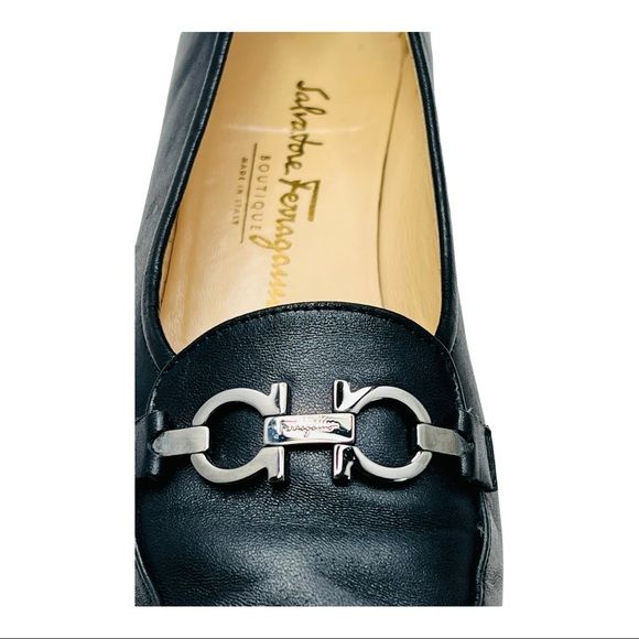 School Loafers Nero Napa Calf Leather Silver Logo Hardware by Salvatore Ferragamo - Image 8