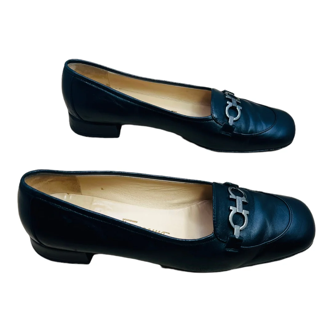 School Loafers Nero Nappa Calf Leather Silver Logo Hardware by Salvatore Ferragamo - Image 5