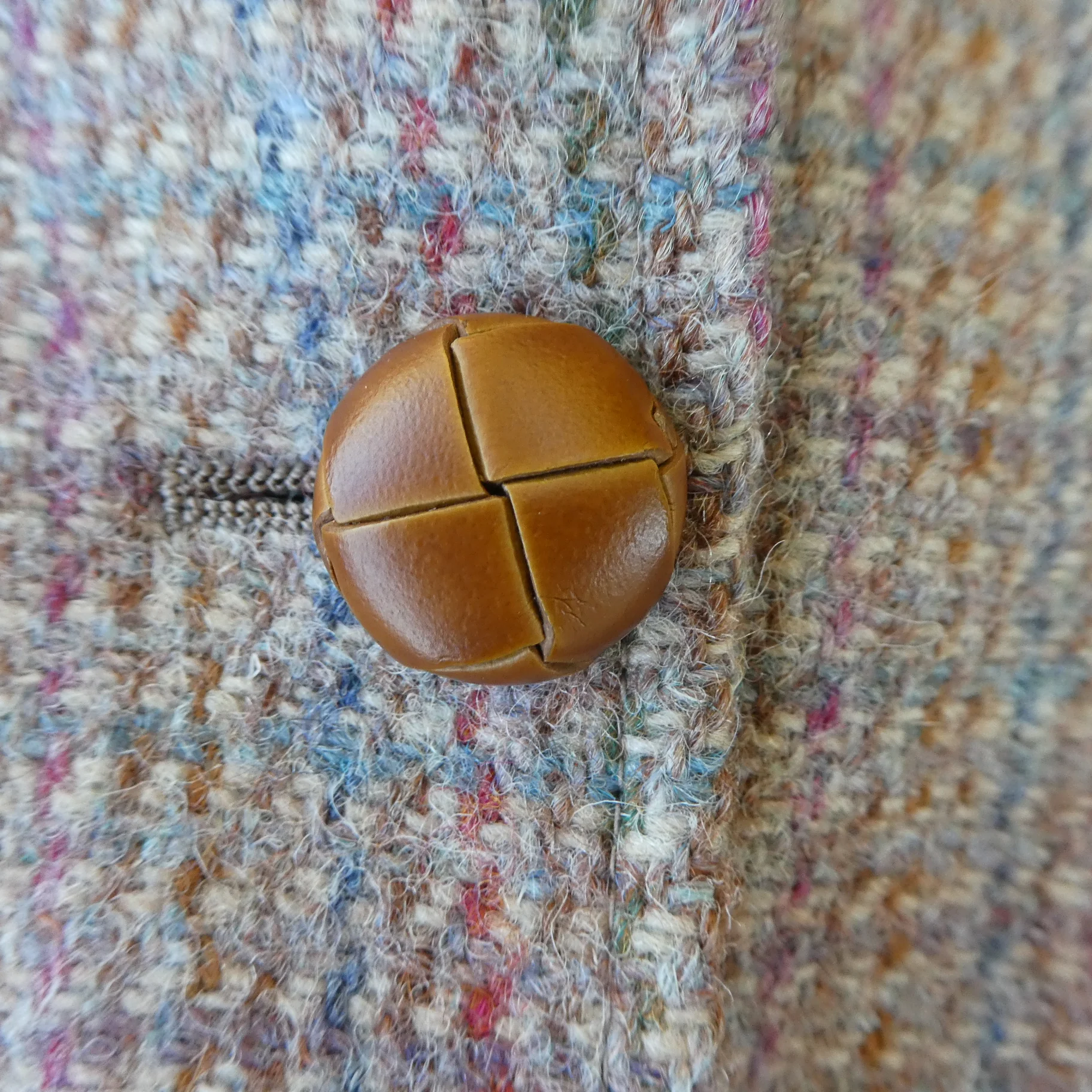 Scottish Wool Lands End Blazer Leather Buttons S By Harris Tweed - Image 7