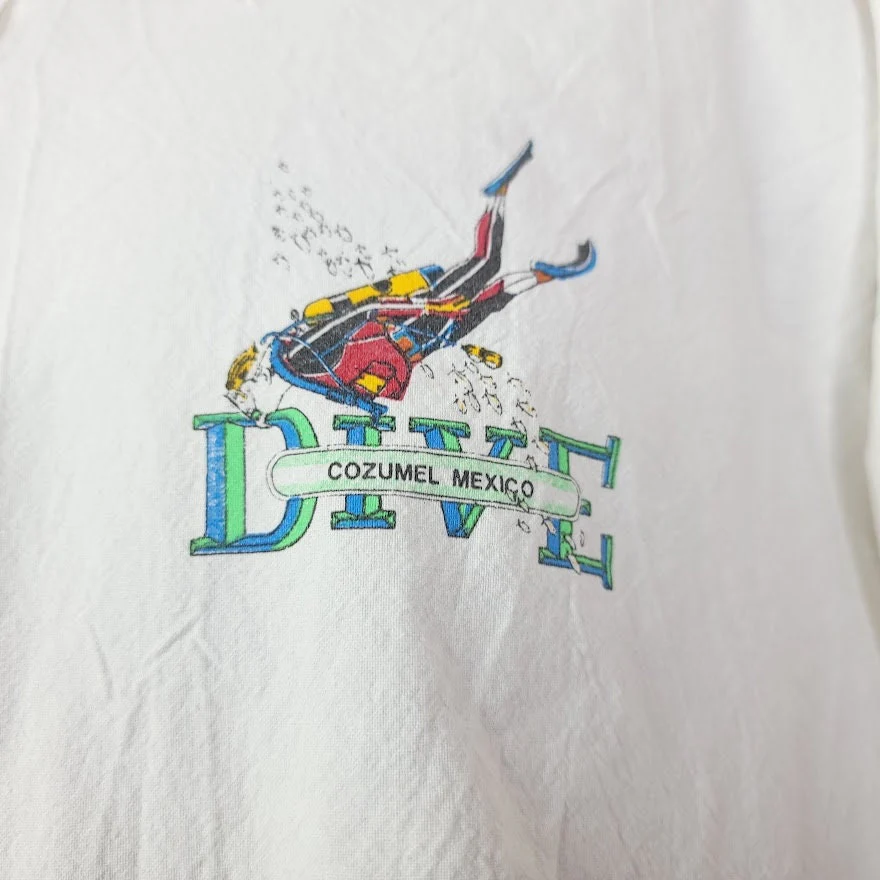 Scuba Diving Sweatshirt Hoodie Vintage 90s Dive Cozumel Mexico Travel Mens Size Xl - Image 3