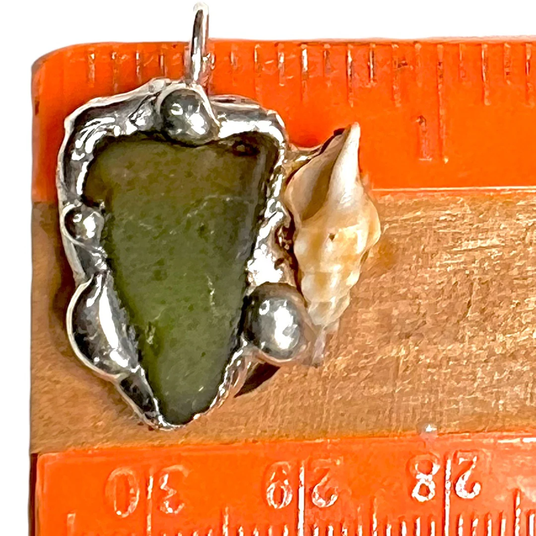 Sea Glass and Seashell Pendant Handcrafted with a Tiffany Method Solder Handmade - Image 8