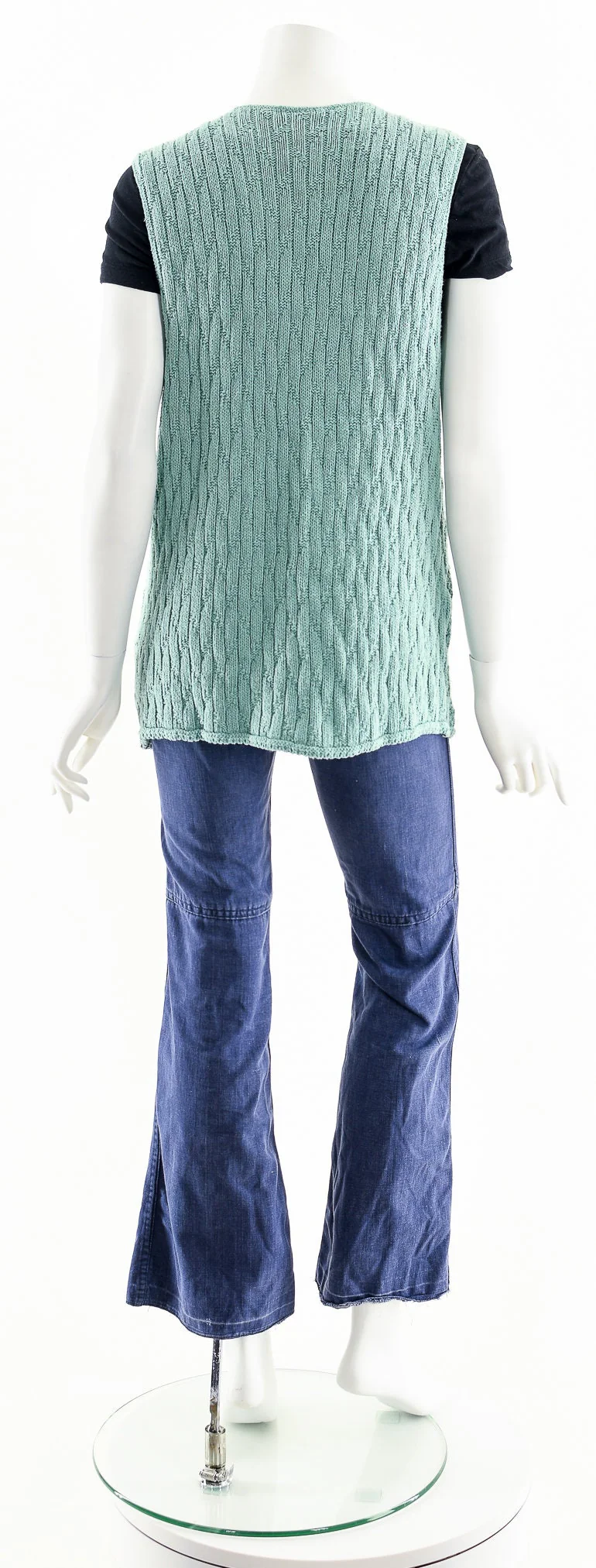 Sea Green Crochet Knit Cardigan Vest - Image 7