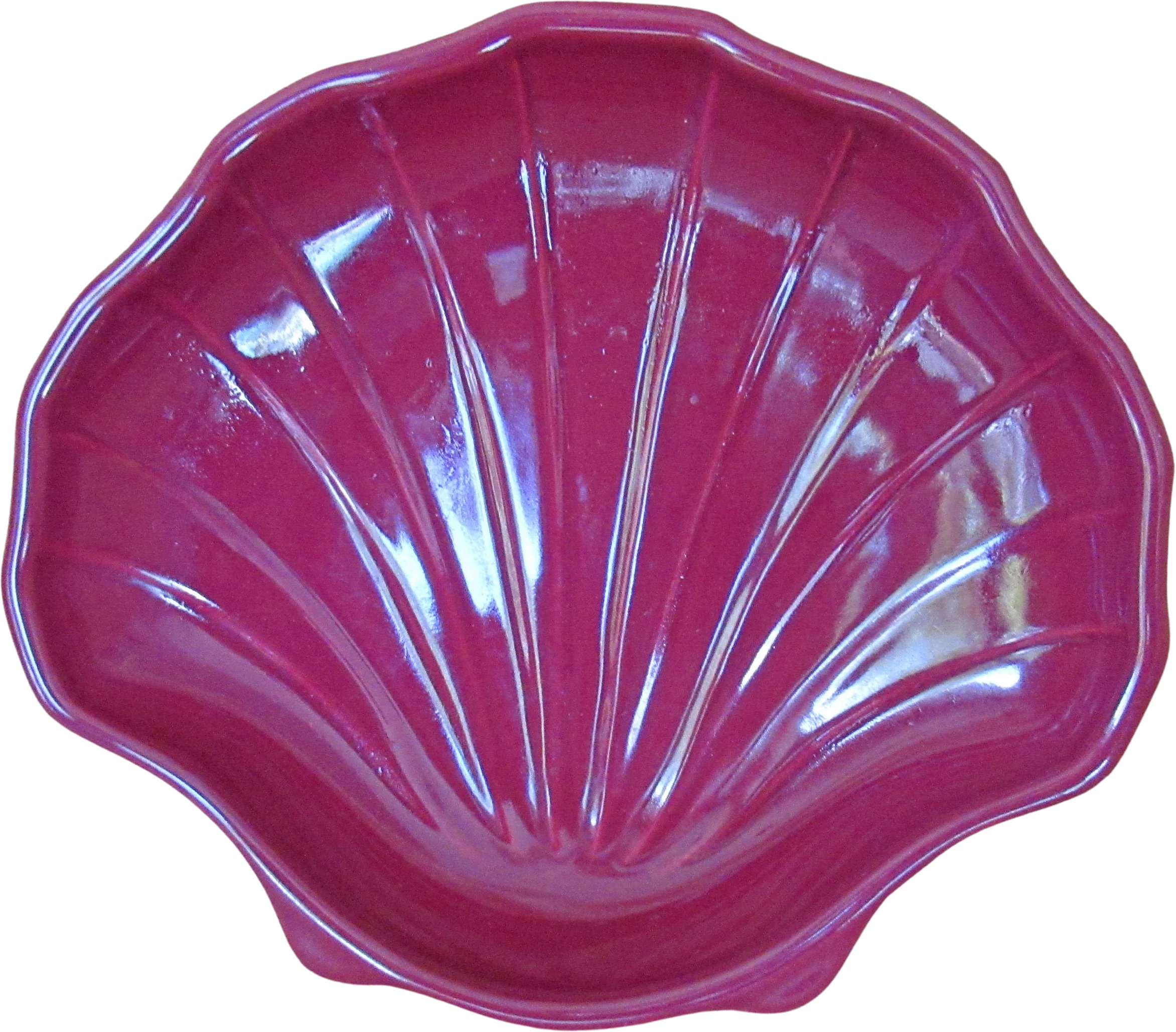 Seashell Shape Trinket Dish 5 by 5 and 1/2 by 1 and 1/4 Inches Deep Made In Usa Copyright Design Dark Burgundy Color Vtg by Pfaltzgraff