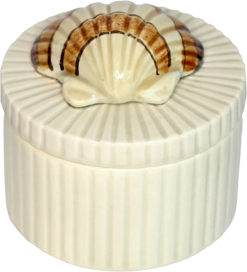 Seashell Trinket Box Porcelain Box Jewelry Holder Vintage Ring Holder by Fitz and Floyd