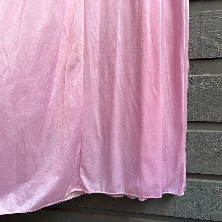 90s Long Pink Mauve Satin Nylon Nightgown Usa One Size By Secret Accents - Image 10
