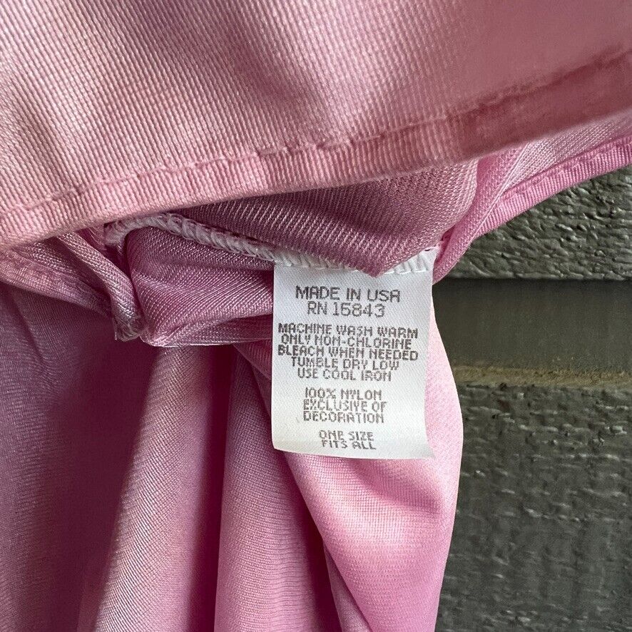 90s Long Pink Mauve Satin Nylon Nightgown Usa One Size By Secret Accents - Image 7